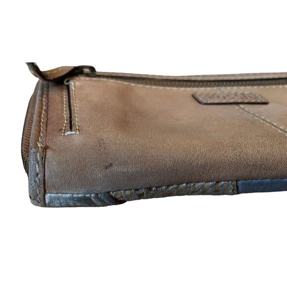 Fossil Brown Leather Wallet With Animal Print Skins On Front Zip Around 8” Wide - Picture 4 of 9